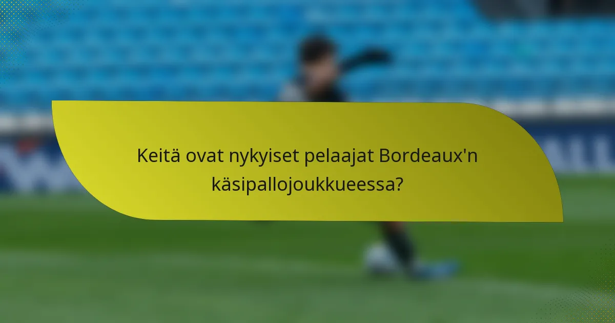 Keitä ovat nykyiset pelaajat Bordeaux'n käsipallojoukkueessa?